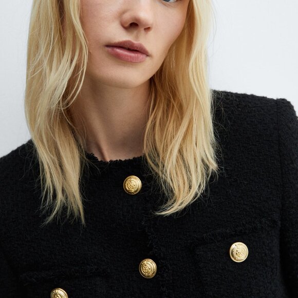 NWT Mango MNG Pocket tweed jacket in Black, Size XS, $149 - Picture 5 of 8